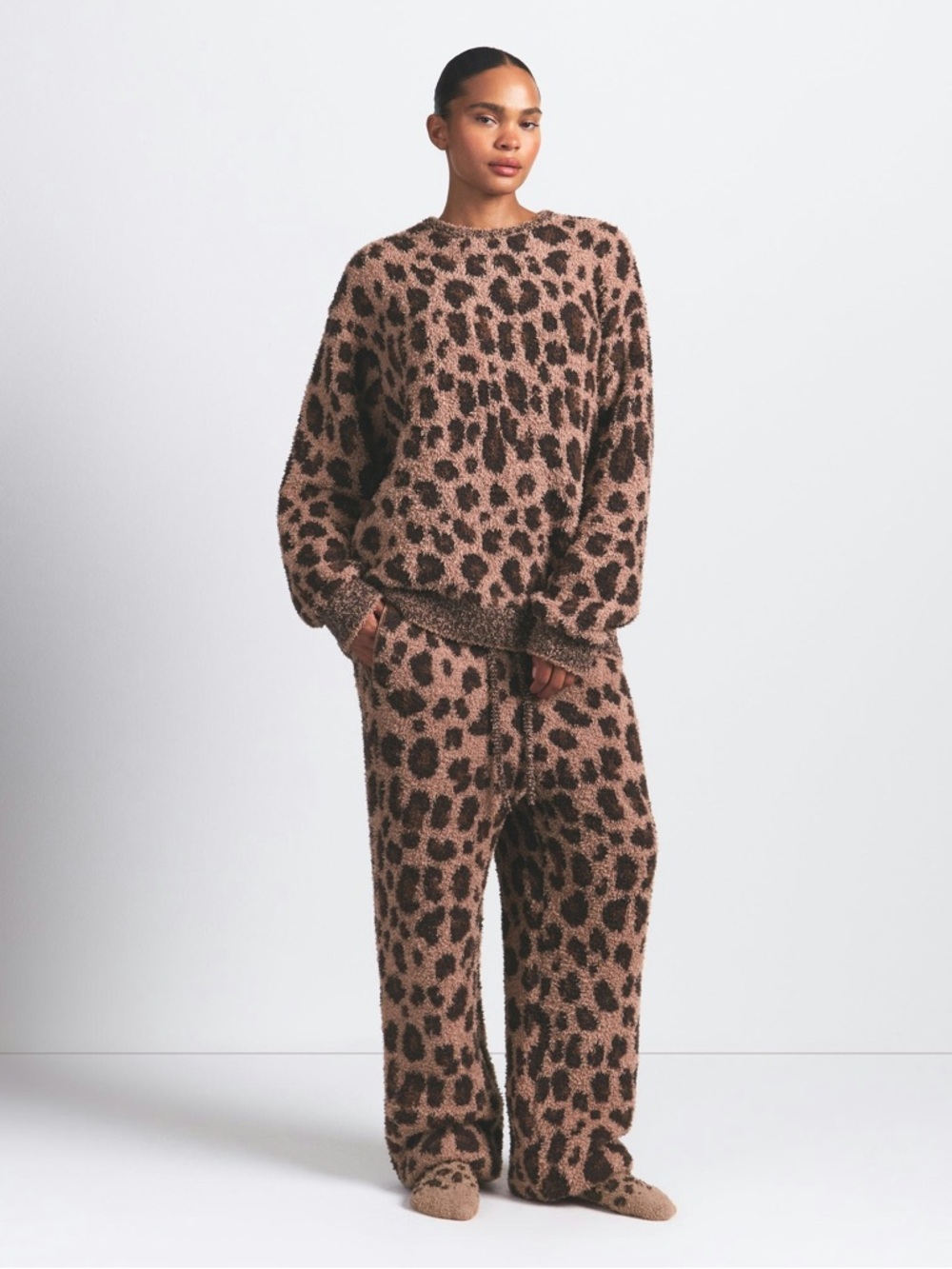 HTF SKIMS COZY OVERSIZED JOGGERS IN SIENNA LEOPARD PRINT XXS/XS S/M - Picture 3 of 7